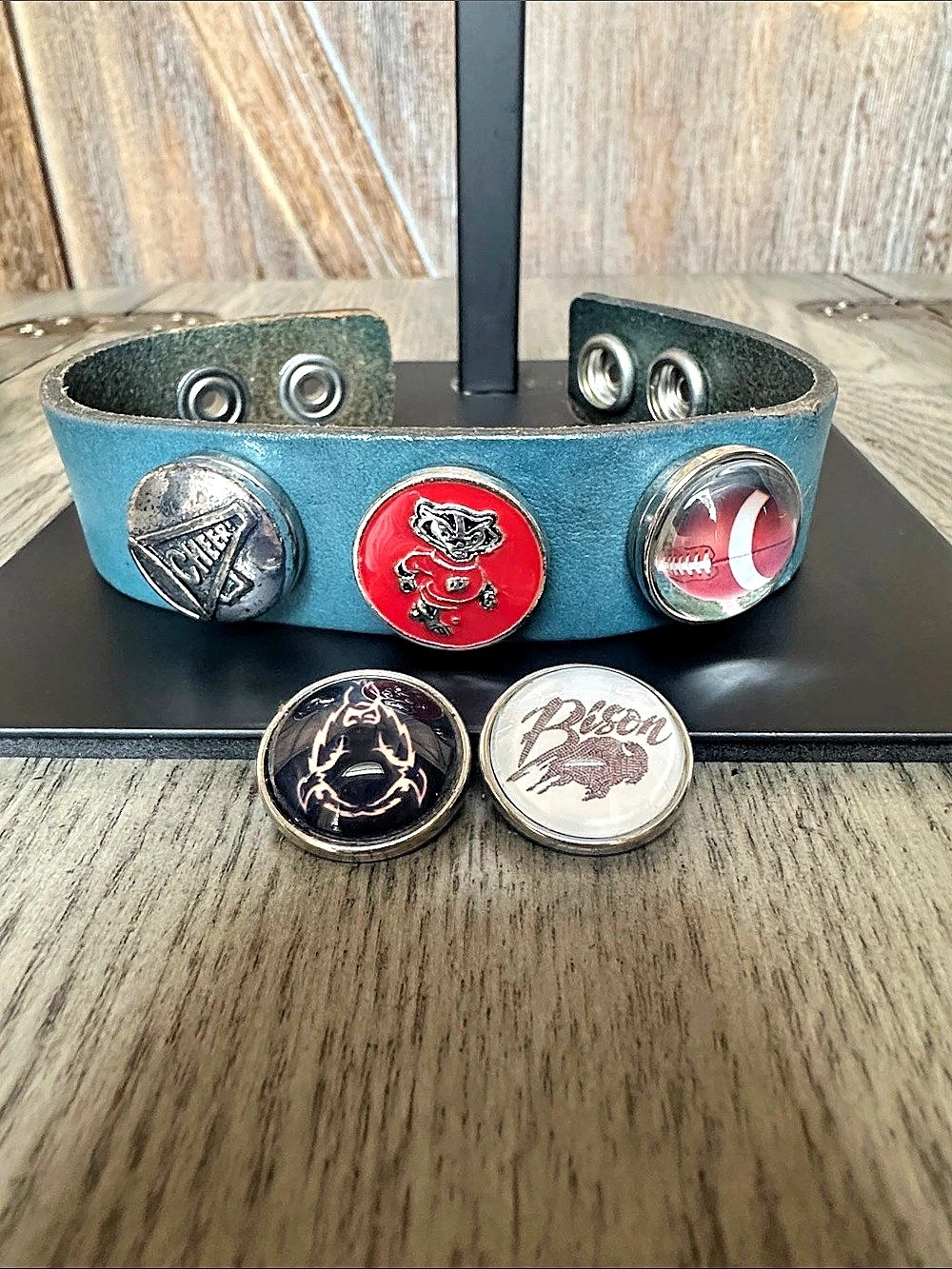 Ginger Snaps Blue Charm Cuff Bracelet & Nugz Snap Charms